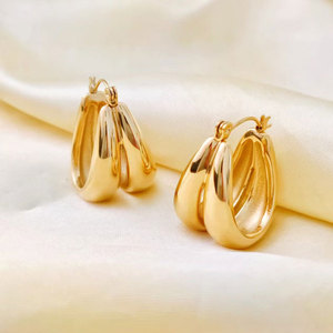 Pendientes de Aro Finos de Acero Inoxidable 316L con Baño de Oro PVD de 14k y 18k para Mujer - Product Image 4