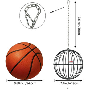 Comedero suspendido para pollos, jaula de metal con bolas, comedero de acero al carbono negro para accesorios de gallinero - Product Image 5