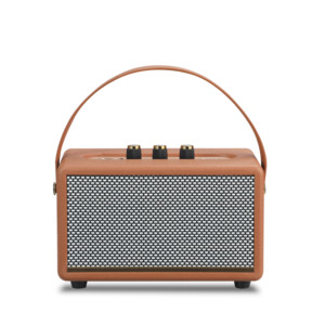 MK-324 Wireless Desktop <strong>Speaker</strong> Classic Retro Mini Leather Wood <strong>Speakers</strong> Portable Active Stereo Wireless Music Player. - Product Image 3