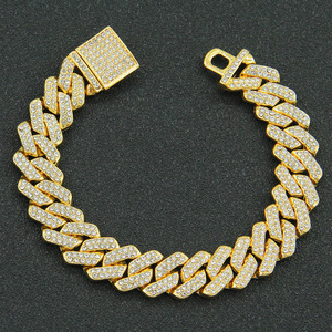 Hot Selling New Hiphop Style Shine Rhinestone Alloy Cuban Chain Men's <b>Bracelets</b> Exaggerated Geometric <b>Bracelet</b> Trendy Jewelry - Product Image 1