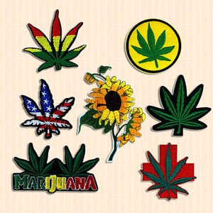 Parches Bordados para Planchar en Hojas, Parches Bordados para Hierba, Planta de Cáñamo, Hoja de Arce para Ropa - Product Image 1