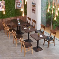 Meubles de café vintage, table et chaises de restaurant en bois massif, ensemble de table à manger 2 places, 4 places