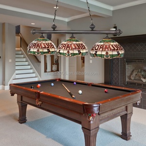 Lampe suspendue de style Tiffany pour table de billard, 59 pouces, 6 lumières, lustre en verre teinté, abat-jour rond de taille moyenne, éclairage LED, poker - Product Image 2