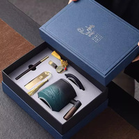 Las mejores ventas de juegos de regalo de lujo para hombres Flask A6 Notebook pluma estilográfica recarga de tinta regalo sorpresa caja de embalaje