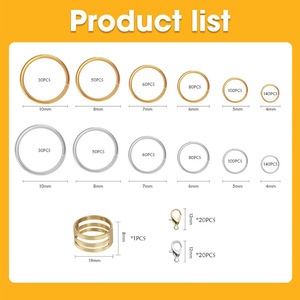 Kit de joyería DIY: Anillos abiertos de aleación, cierres de langosta para hacer pulseras, juego de accesorios redondos - Product Image 4