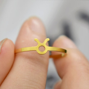 패션 스테인레스 스틸 골드 실버 도금 조절 조디악 로그인 손가락 반지 - Product Image 4