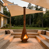 Foyer extérieur en acier corten sur mesure, grande taille, avec cheminée