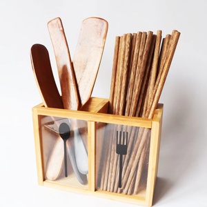 竹製カトラリーホルダー仕切り付き、箸立て、キッチン調理用食器、トング、カトラリー、フォーク、スプーン、調理器具ホルダー - Product Image 6
