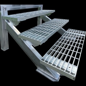 Marches d'escalier en acier galvanisé durable avec cadre pour escaliers en béton, escaliers extérieurs, immeubles de bureaux et entrepôts - Product Image 1