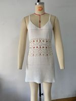 Robe de plage sexy ajourée pour femme, style cami, en crochet tissé à la machine, cache-maillot de bain, vente en gros usine