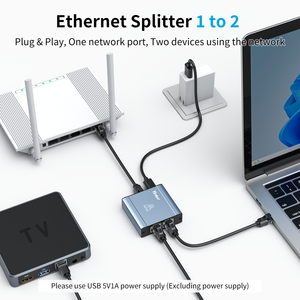 ตัวแยกสัญญาณอีเธอร์เน็ต 1 ถึง 2, 1000Mbps ความเร็วสูงกิกะบิตดูอัลแลน RJ45 ตัวแยกสัญญาณเครือข่ายอะแดปเตอร์สำหรับสายเคเบิล Cat5/5e/6/7/8 - Product Image 3