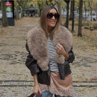 Veste bomber en cuir véritable ODM OEM, coupe ample, col en fourrure de renard amovible, veste d'hiver pour femmes