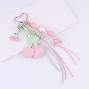 Llavero de Cuero PU Personalizado al por Mayor, Lindo Llavero de Coche con Forma de Cereza, con Colgante para Bolso, Llavero para Sublimación - Product Image 6