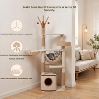 Arbre à chat en bois massif avec lit intégré, griffoir vertical, design compact, gain de place, durable, résistant aux griffures