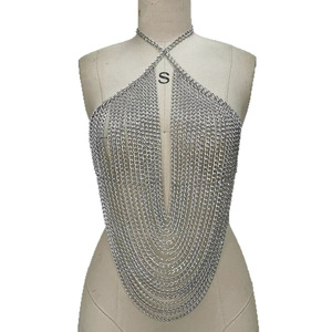 Top Halter de Cadena de Aluminio Hecho a Mano para Mujer, Estilo Medieval, con Capas Plateadas, para Festivales y Fiestas Rave, Novedad 2026 - Product Image 5