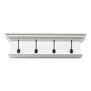HMS 28 \ "moderno appendiabiti in legno bianco a quattro ganci mobili versatili per casa soggiorno camera da letto o palestra - Product Image 1