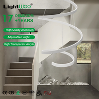 Lustre suspendu LED en acrylique blanc nordique en spirale pour couloir, éclairage linéaire de luxe pour salle à manger, escalier, villa