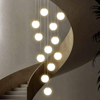 Lustre moderne nordique LED en verre rotatif pour escalier, double style, idéal pour appartement, villa, salon, hôtel