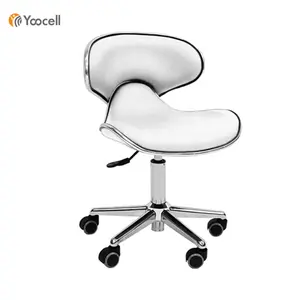 Yoocell white color leather cheap and adjustable height 360-degree swivel high quality hair beauty salon stool chair