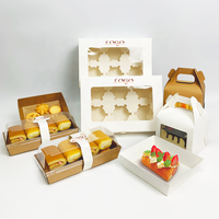 Boîte à gâteau en papier kraft personnalisée, écologique, blanche et rose, avec fenêtre transparente pour pâtisserie, vente en gros de boîtes à pâtisserie personnalisées