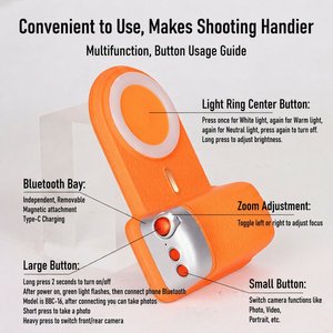 Supporto Magnetico Wireless per Fotocamera con Otturatore, Anti-vibrazione, per Selfie, Compatibile con Android/iOS, Montaggio su Cruscotto, Letto, Scrivania - Product Image 4