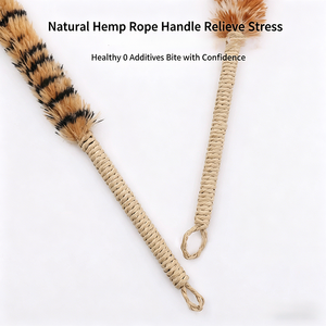 Bâton de chatouillage pour <span class=keywords><strong>chat</strong></span> en plumes de poulet simulées, avec manche en corde de chanvre, résistant aux griffures et aux morsures - Product Image 3