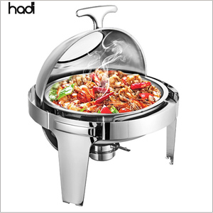 Plat de service rond de luxe en acier inoxydable de 6 L à prix abordable pour la restauration (restaurants et hôtels) – Fourniture de chauffe-plats argentés - Product Image 2