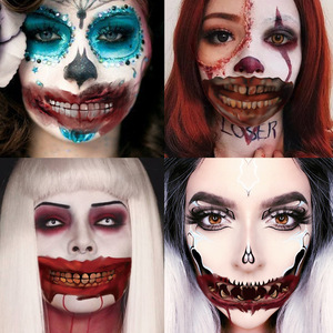 Autocollant de tatouage temporaire 3D étanche <span class=keywords><strong>Thriller</strong></span> Lip DIY Halloween Horror Big Mouth Face Decoration - Product Image 2