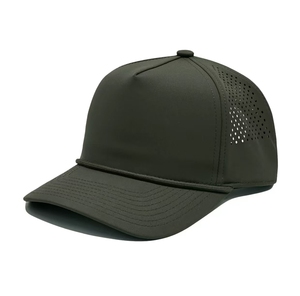 Gorra de béisbol de 5 paneles de poliéster de secado rápido, estilo camionero, con cordón ajustable, malla transpirable perforada y visera de protección solar para exteriores. - Product Image 4