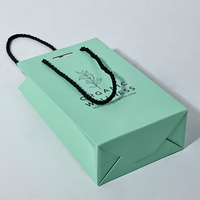 Individuell Bedruckte Mintgrüne Papier-Geschenktasche mit Dickem Baumwollseilgriff Luxuriöse Papiertüte für Kosmetik Wellness Hautpflege Verpackung