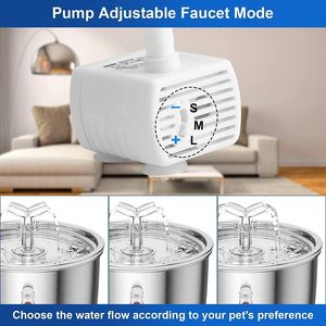 Fontaine à eau automatique pour animaux de compagnie en acier inoxydable, ronde, 800g, pour chiens et chats, détachable - Product Image 3