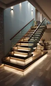 Escaliers flottants pour escalier Mono Stringer Invisible en bois moderne d'intérieur