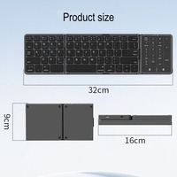 Nirkabel yang Dapat Dilipat untuk Keyboard Membran 104-Tombol Tri-fold dengan Touchpad Ultra Tipis Plastik USB Type-C untuk Tablet/Laptop