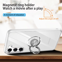 Coque de Téléphone Transparente avec Bague de Support Rotative à 360° pour Samsung S24