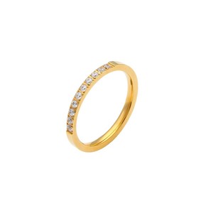 Minimal Thin Band Crystal <b>Plain</b> Stainless Steel <b>Ring</b> Set Premium Light Luxury Stackable Decorative Finger <b>Ring</b> For Women - Product Image 1