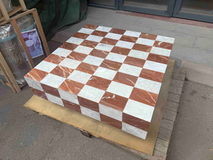 โต๊ะกาแฟกลเม็ดหินหินอ่อนแบบทันสมัยโต๊ะผสมสีชาสำหรับห้องนั่งเล่น - Product Image 6