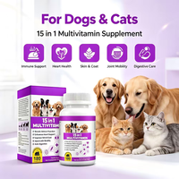 Multivitamin 15 in 1 Label Pribadi untuk Anjing dan Kucing, Perawatan Kesehatan Umum, Tablet Vitamin Kompleks Hewan Peliharaan, Perawatan Kesehatan Fisik