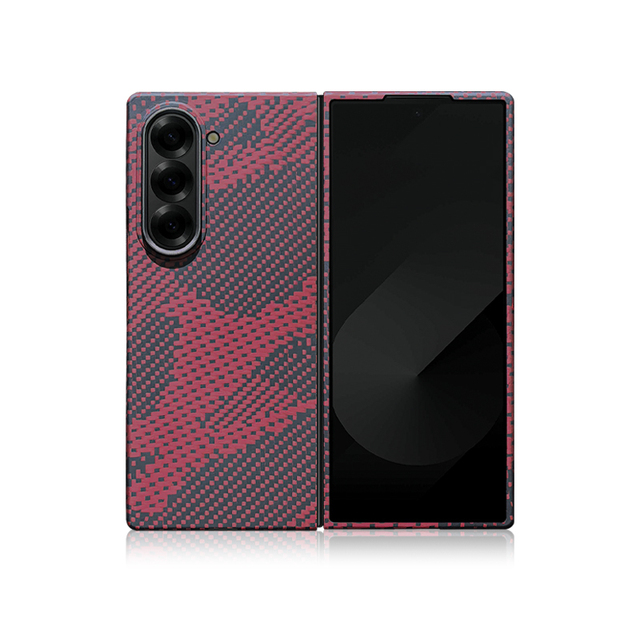 For Z Fold6 Luxury Aramid Fiber Anti-Fingerprint Shockproof Lightweight Magnetic Dropping Case with Embossing