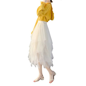 Été Printemps <span class=keywords><strong>Jupe</strong></span> en <span class=keywords><strong>tulle</strong></span> vintage pour femmes Jupes élastiques à taille haute en maille <span class=keywords><strong>Jupe</strong></span> tutu plissée longue <span class=keywords><strong>Femme</strong></span> - Product Image 5