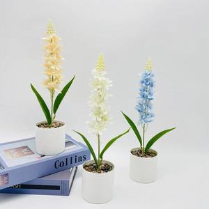 Bonsaï de jacinthe artificielle Paulon, 36 cm de haut, blanc, bleu, champagne, décoration intérieure, vase à fleurs avec galets - Product Image 1