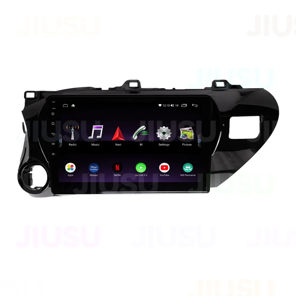 Rádio de carro com tela sensível ao toque Android 12 GPS, sistema de áudio estéreo multimídia para Toyota Hilux 2016 com Carplay, navegação por GPS, DVD Player