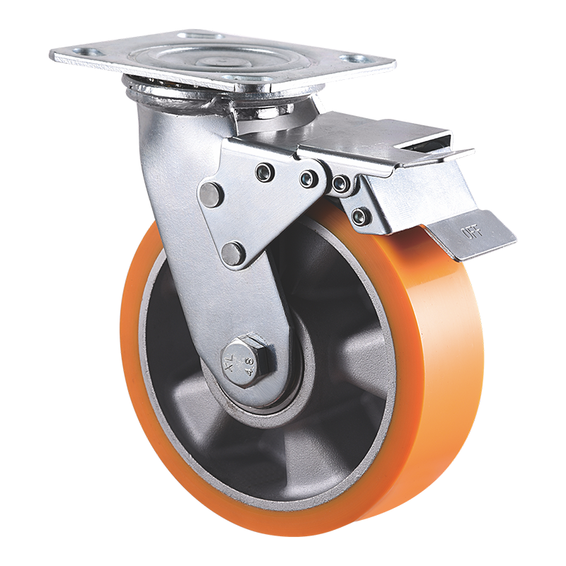 VIMA Swivel Casters Wheels Brake Castor 4 5 6 8 Inch PU Aluminum Heavy Duty Castors Wheel for Trolley Transportation