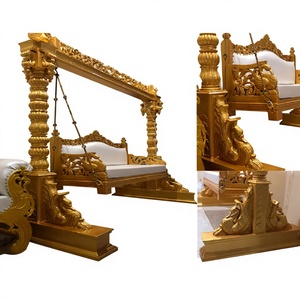 Indian Wedding Indoor Mehndi Event Luxury Teak Wood <b>Swing</b> Jhula with Carved Design <b>for</b> Home Decoration and Stage <b>For</b> USA Homes - Product Image 1