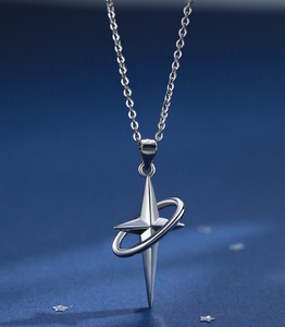 Collier Croix Étoilée - Pendentif Tendance et Cool pour Homme, Chaîne de Pull, Collier de <span class=keywords><strong>Couple</strong></span> Croix Étoilée <span class=keywords><strong>Gardien</strong></span> - Product Image 3