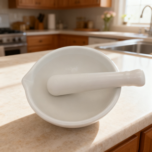 ชุดครกเซรามิกสีขาวแบบพรีเมี่ยมสำหรับห้องครัวต้องมีสำหรับบดเครื่องเทศสมุนไพรยาเครื่องมือบดในครัวที่ทนทาน - Product Image 3