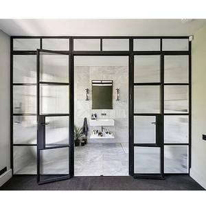 Doubles <span class=keywords><strong>portes</strong></span> intérieures en acier avec veilleuses <span class=keywords><strong>Portes</strong></span> en verre trempé <span class=keywords><strong>Portes</strong></span> en verre de fer de style ancien - Product Image 4