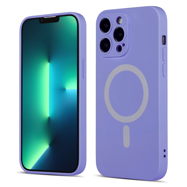Silicone Imitation Phone Case with Full Cover Camera Protection Soft Microfiber Lining Magnetic Charge Phone Case for iPhone 14