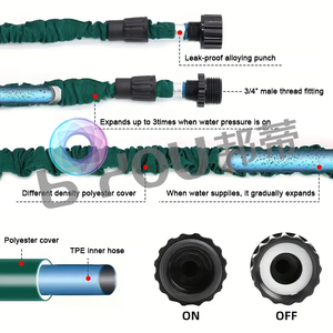 Connecteur de jardin extensible 3/4 pouce avec filetage femelle et mâle, léger et facile à transporter, avec pistolet à 7 buses - Product Image 3