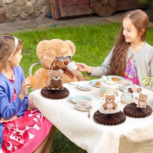 Centres de table nid d'abeille pour baby shower sur le thème de l'ours, décorations de table neutres pour baby shower sur le thème de l'ours, centres de table pour fête d'anniversaire (marron) - Product Image 6