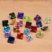 Prêt à expédier princesse coupe zircone 2x2mm-10x10mm carré coupe couleurs zircon cubique lâche CZ pierre précieuse